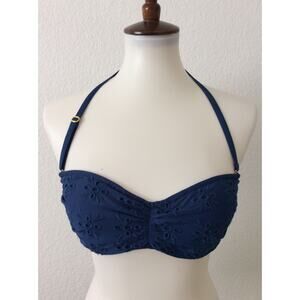 Bleu Rod Beattie Swim Bikini Top Halter Eyelet Embroidered Swimwear